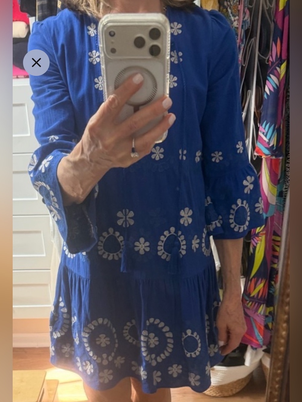 Tyler Boe Royal Blue Embroidered Tiered Dress
